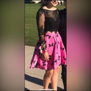 Pink and Black Sherri Hill Cocktail Dress